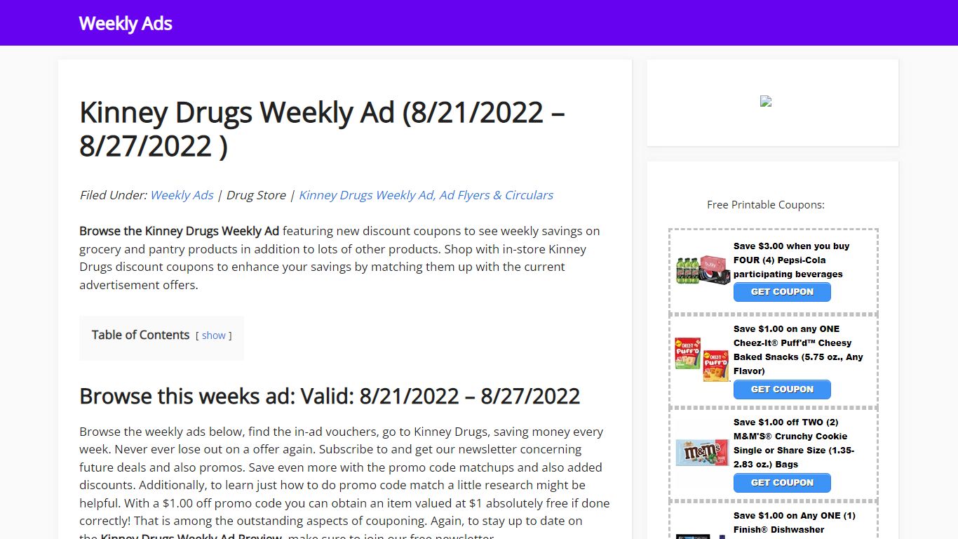 Kinney Drugs Weekly Ad (7/24/2022 – 7/30/2022 )